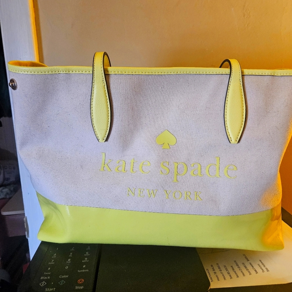 Kate Spade Yellow Canvas Tote Bag
